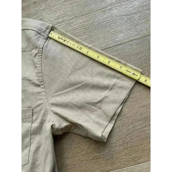 Coofandy Short Sleeve Linen Cotton Men’s S Button Down Shirt Tan NWT - Picture 7 of 10